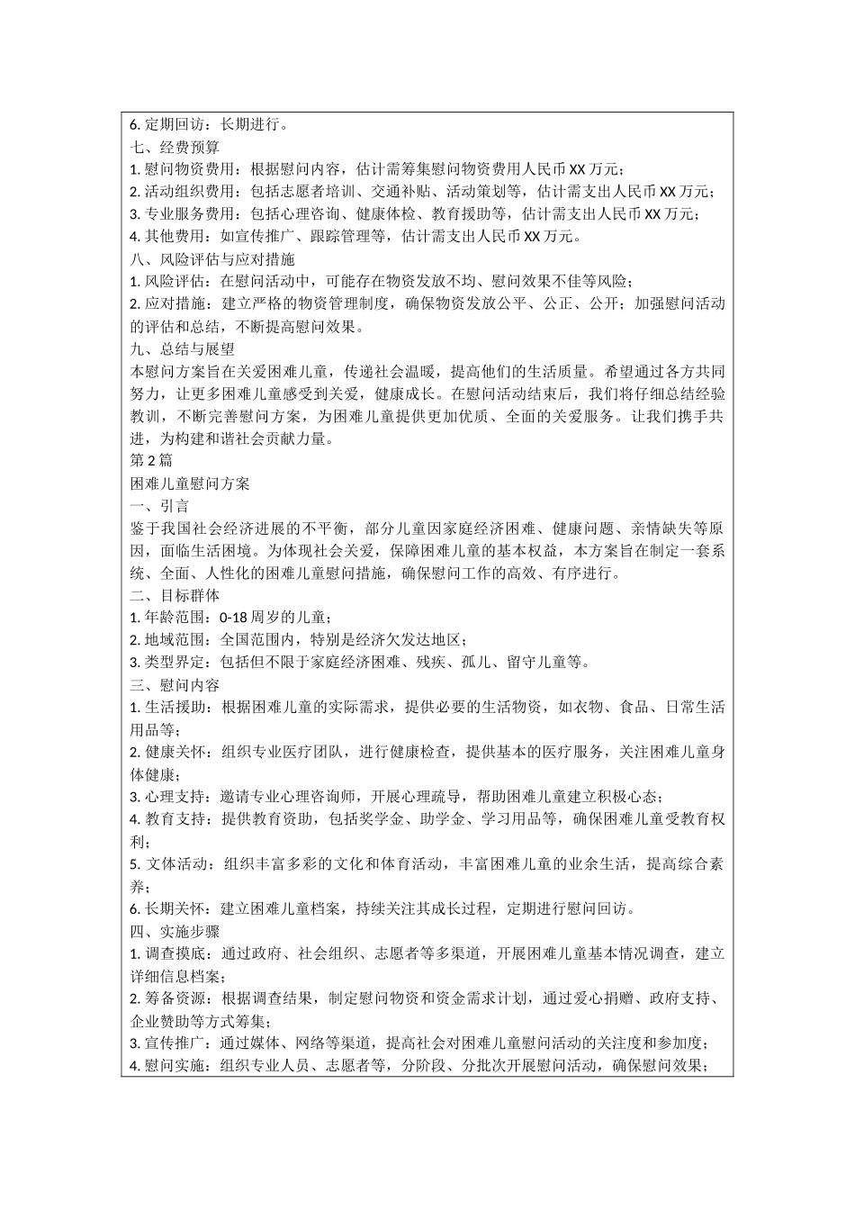 困难儿童慰问方案_第2页