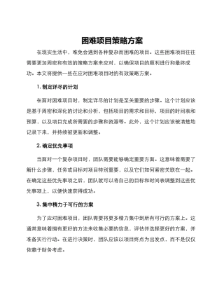 困难项目策略方案