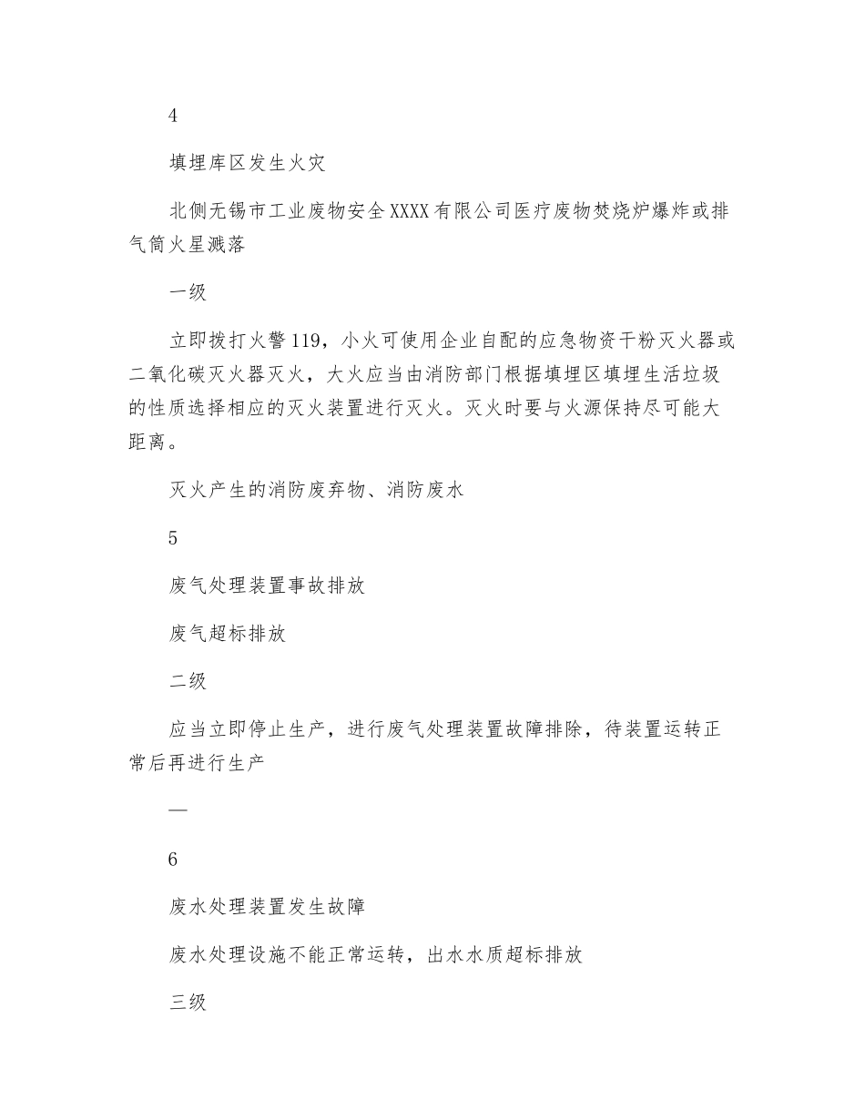 固废处理企业主要事故的响应等级和应急措施_第3页