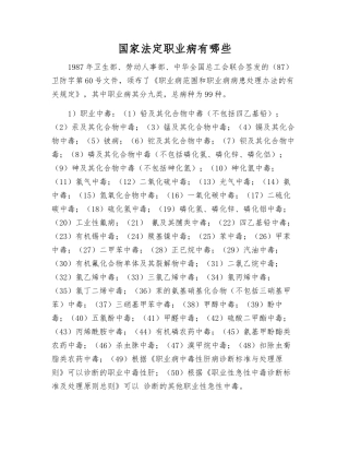 国家法定职业病有哪些