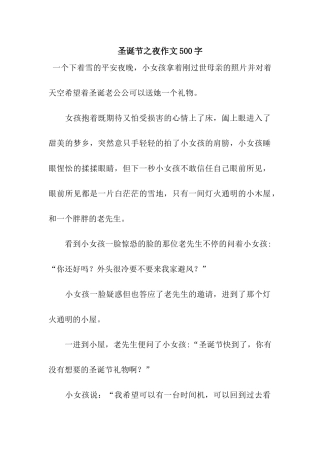 圣诞节之夜作文500字