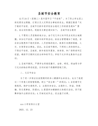圣诞节安全教育
