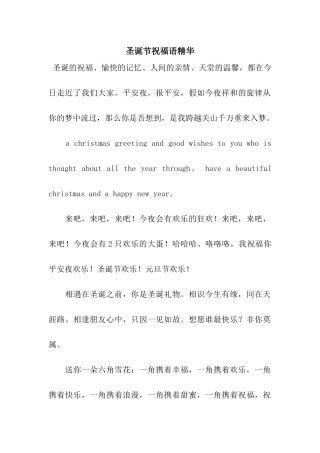 圣诞节祝福语精华