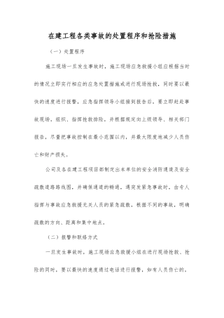 在建工程各类事故的处置程序和抢险措施