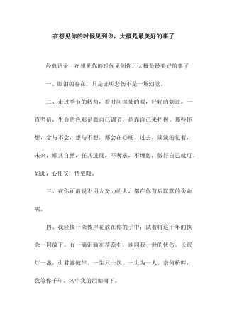 在想见你的时候见到你-大概是最美好的事了