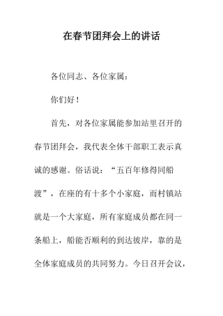 在春节团拜会上的讲话--精编范文