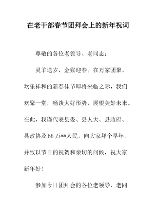 在老干部春节团拜会上的新年祝词--精编范文