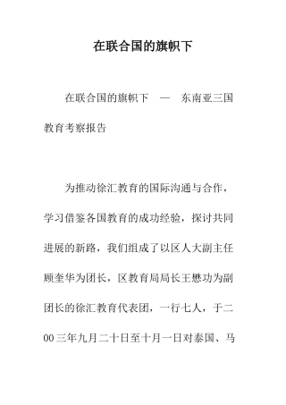 在联合国的旗帜下-精编范文