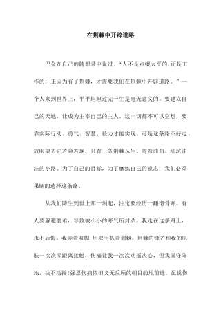 在荆棘中开辟道路