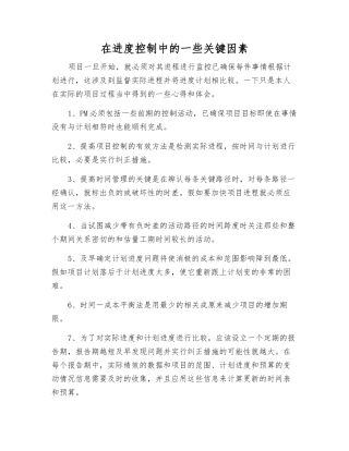 在进度控制中的一些关键因素