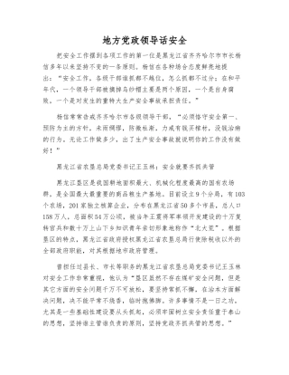 地方党政领导话安全