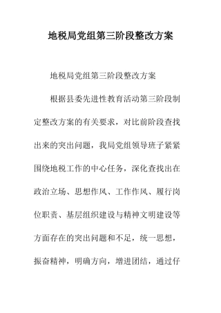 地税局党组第三阶段整改方案--精编范文