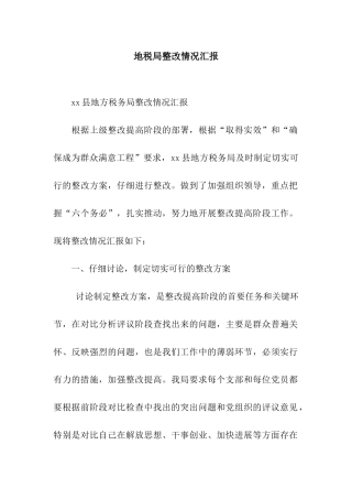 地税局整改情况汇报