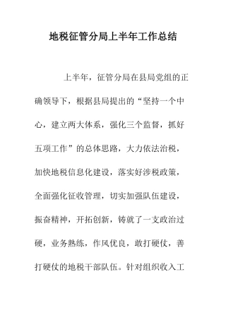 地税征管分局上半年工作总结--精编范文