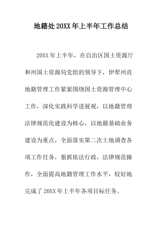 地籍处2025年上半年工作总结--精编范文
