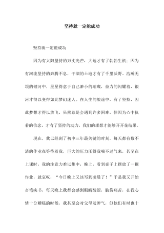 坚持就一定能成功