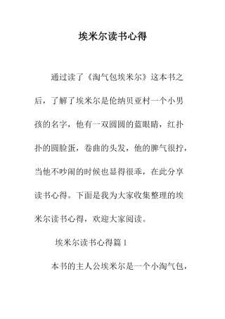 埃米尔读书心得--精编范文