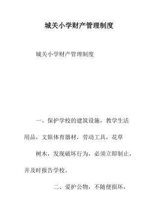 城关小学财产管理制度