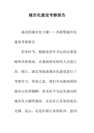 城市化建设考察报告--精编范文