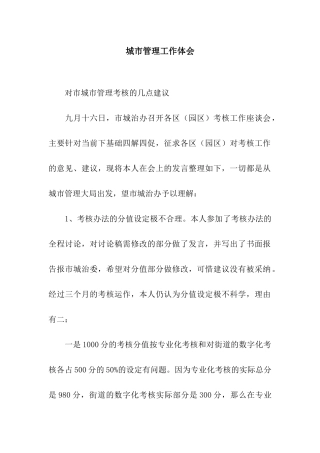 城市管理工作体会