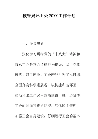 城管局环卫处2025工作计划--精编范文