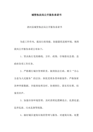 城管执法局公开服务承诺书
