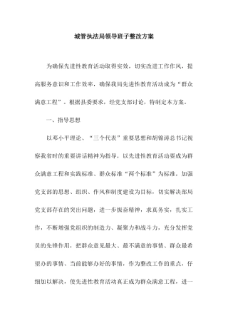 城管执法局领导班子整改方案