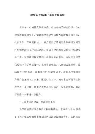 城管队2025年上半年工作总结