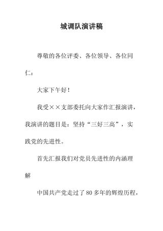 城调队演讲稿-精编范文