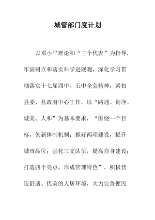 城管部门度计划--精编范文