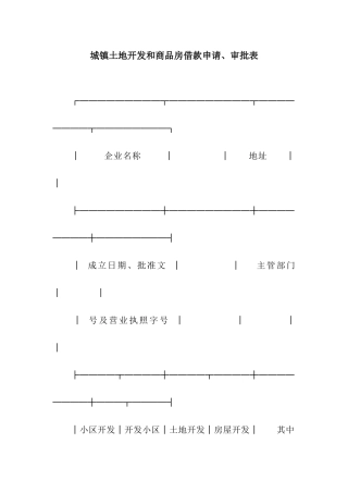 城镇土地开发和商品房借款申请、审批表