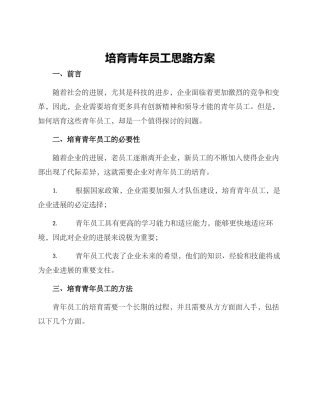 培养青年员工思路方案
