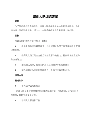 培训大队训练方案
