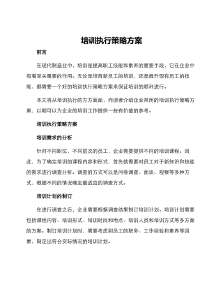 培训执行策略方案