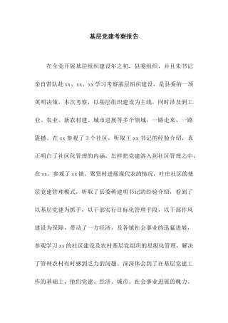 基层党建考察报告