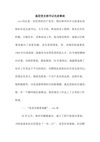 基层党支部书记先进事迹