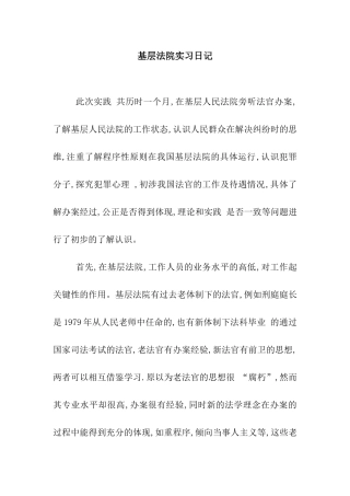 基层法院实习日记