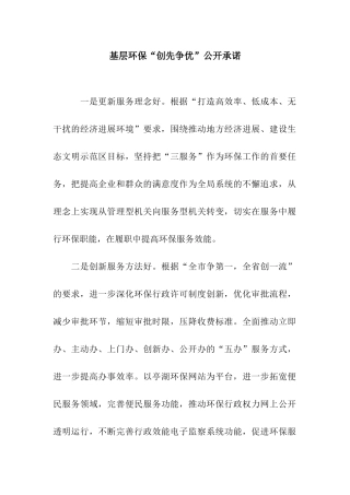 基层环保“创先争优”公开承诺