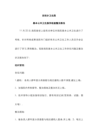 基本公共卫生服务检查整改报告