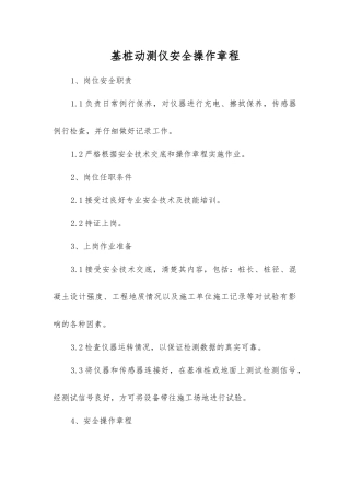 基桩动测仪安全操作规程