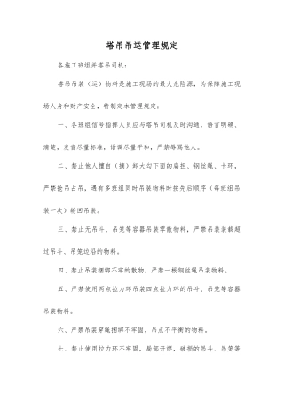 塔吊吊运管理规定