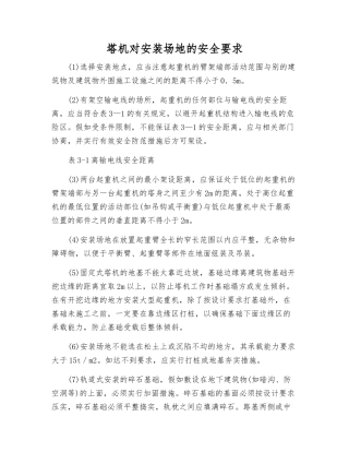 塔机对安装场地的安全要求