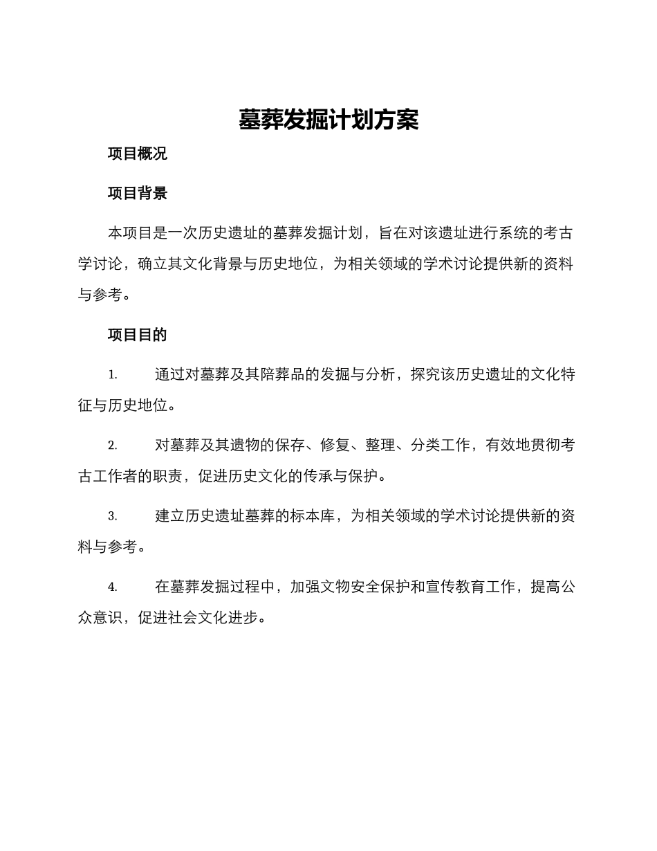 墓葬发掘计划方案_第1页