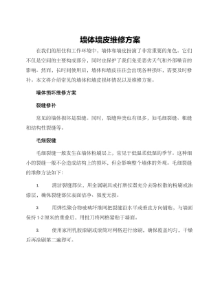墙体墙皮维修方案