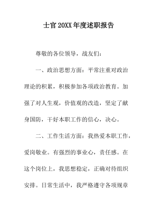 士官2025年度述职报告--精编范文