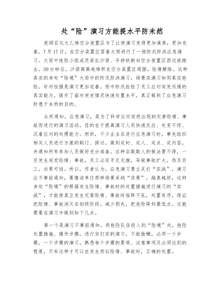 处“险”演练方能提水平防未然