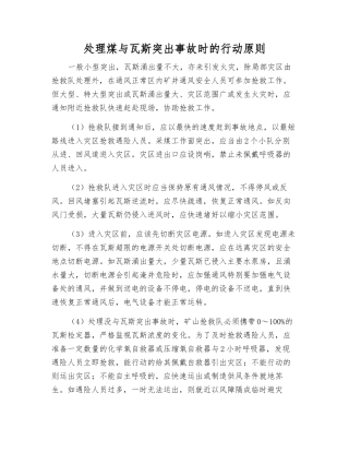 处理煤与瓦斯突出事故时的行动原则