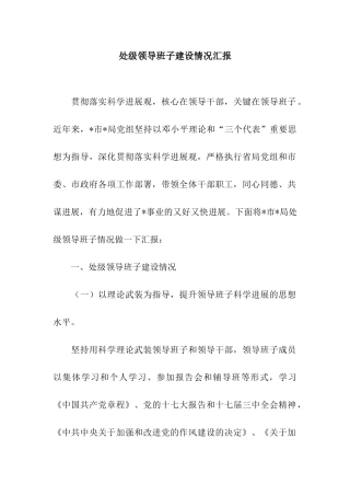 处级领导班子建设情况汇报
