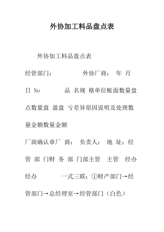 外协加工料品盘点表--精编范文