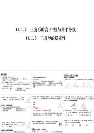 11.1.2  三角形的高、中线与角平分线 11.1.3  三角形的稳定性